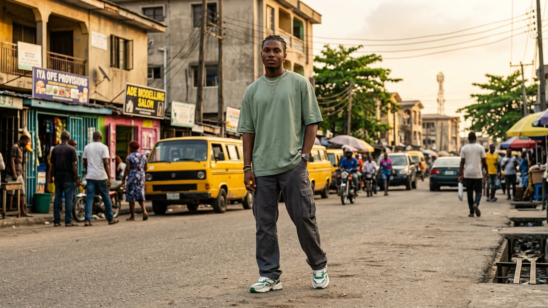 Nigerian man in Seeto streetwear
